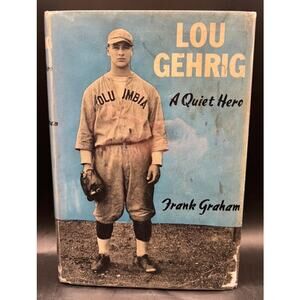 1942 A Quiet Hero Lou Gehrig Book, New York Yankees, w Dust Cover Baseball MLB